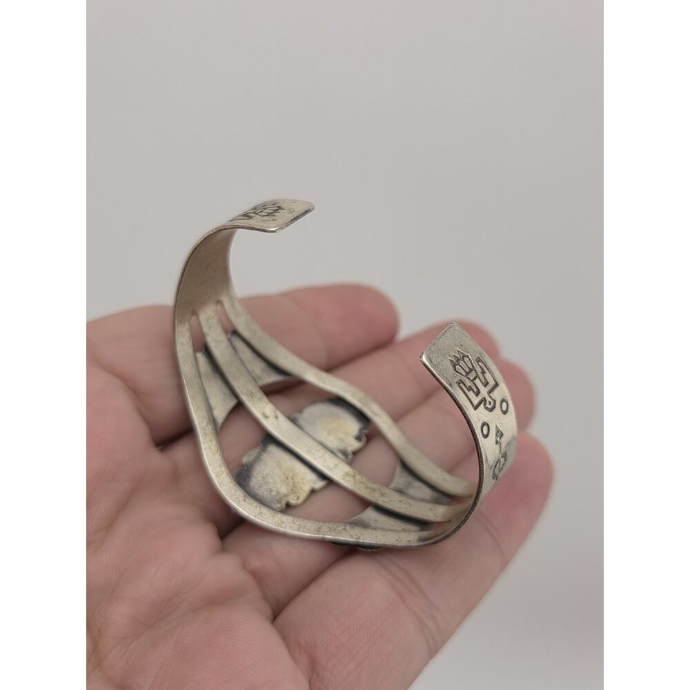Vintage Singed BELL TRADING POST Sterling Silver Turquoise Cuff - Picture 8 of 15